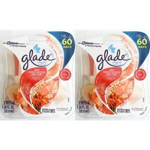 Two 2-Packs Glade Plugin Refills Red Honeysuckle Nectar Discontinued Scent